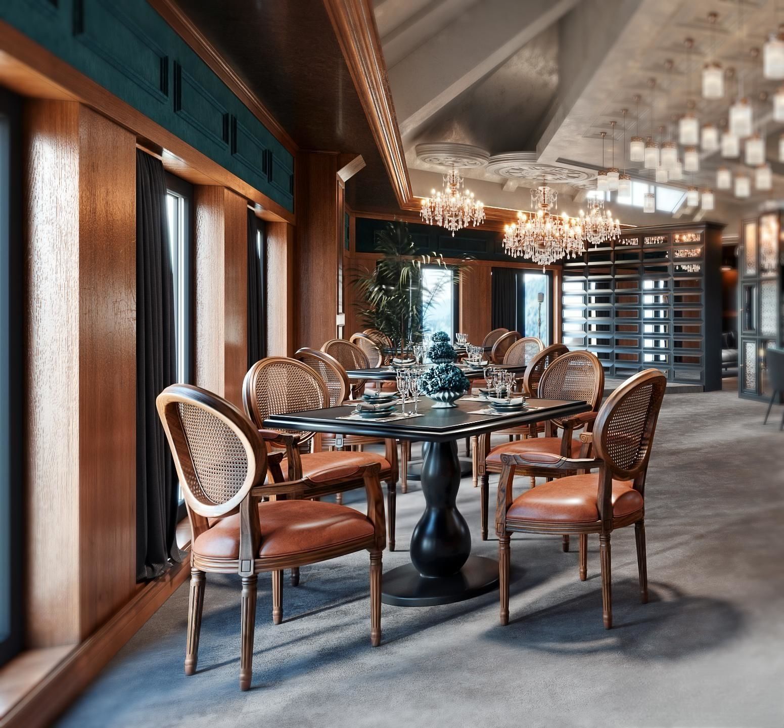 restaurant cafe  interior   3D model_2