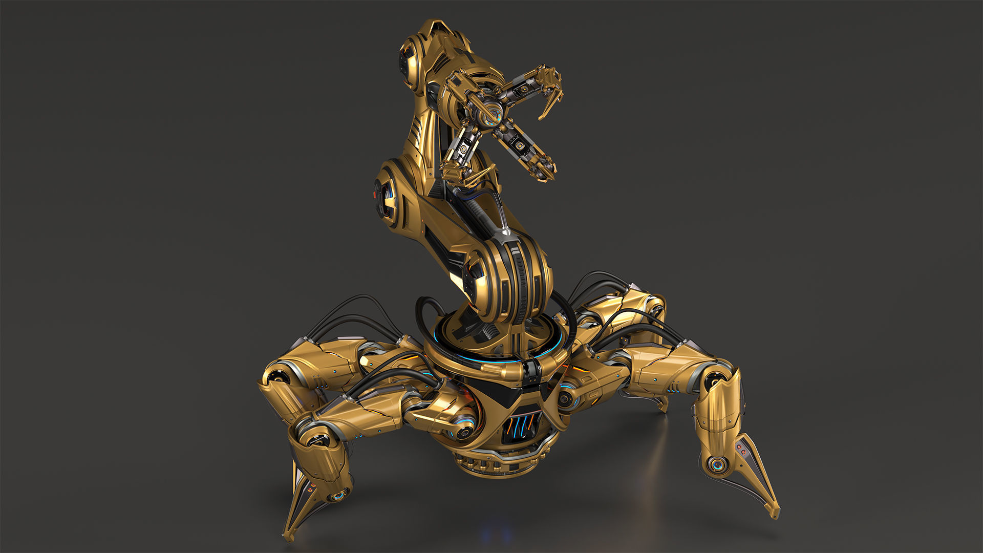 Sci-Fi Spider Robot Arm - Rigged 3D model_17