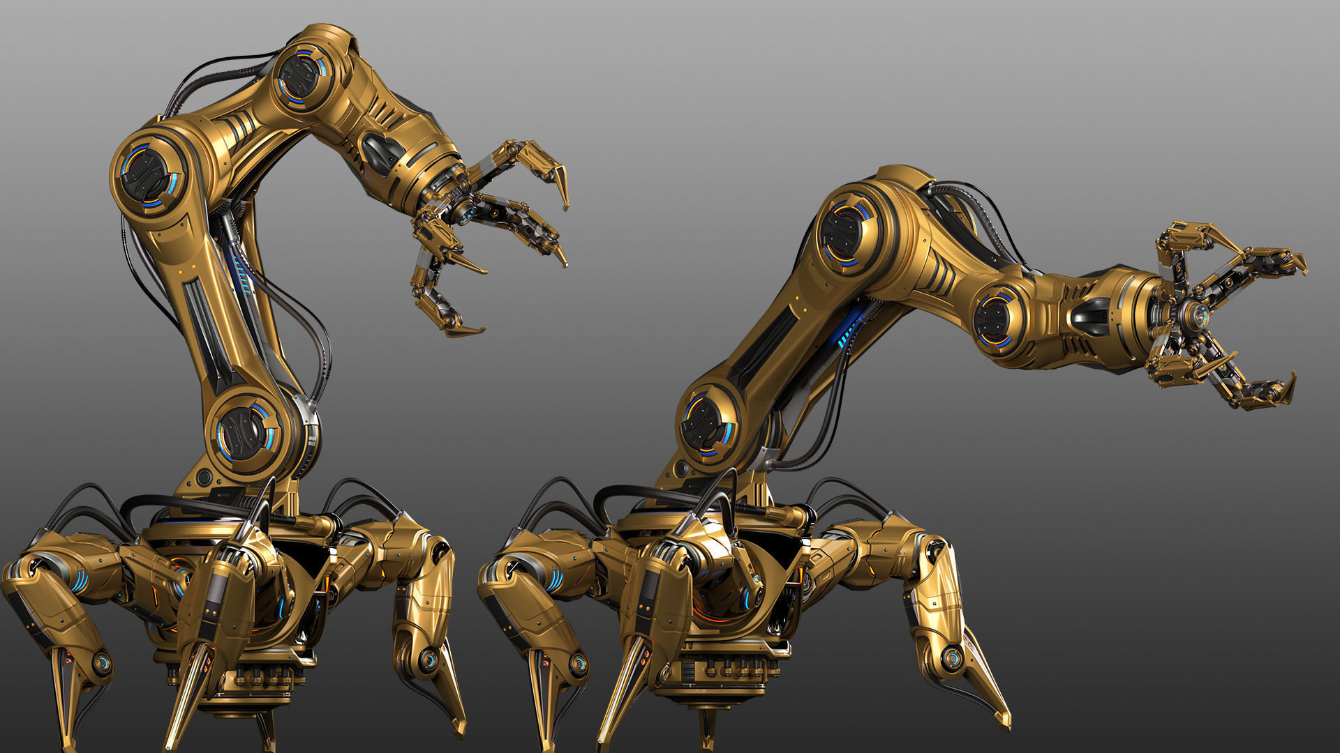 Sci-Fi Spider Robot Arm - Rigged 3D model_11