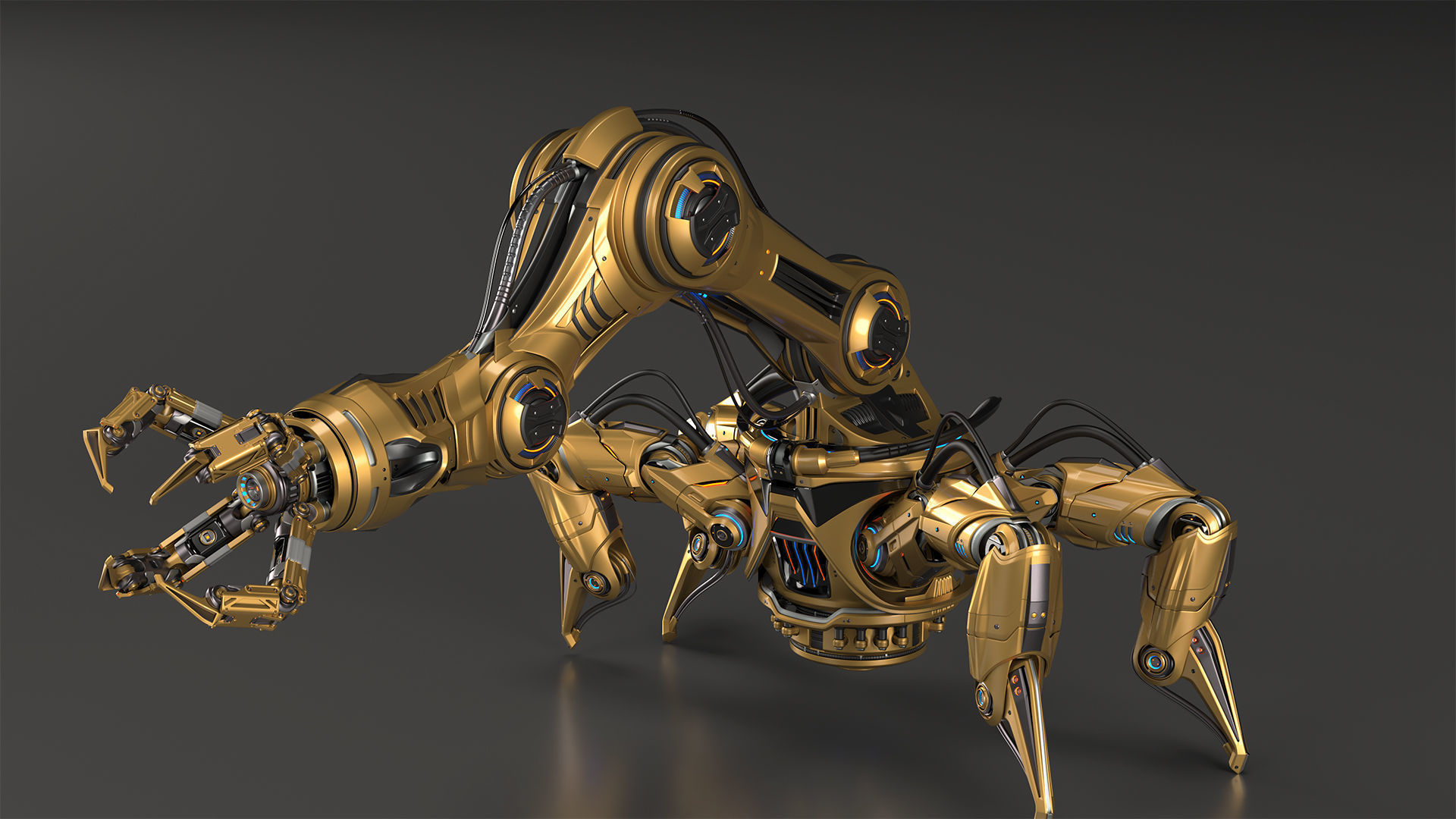 Sci-Fi Spider Robot Arm - Rigged 3D model_6