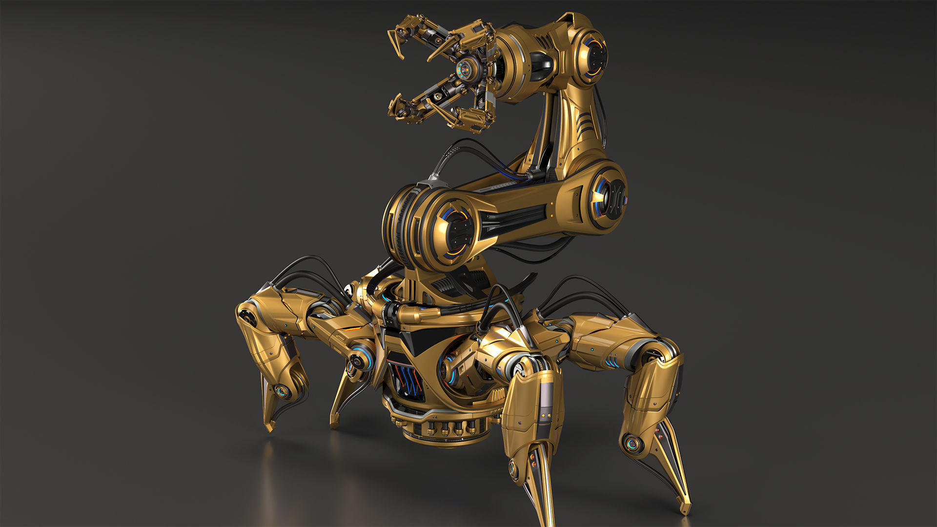 Sci-Fi Spider Robot Arm - Rigged 3D model_9