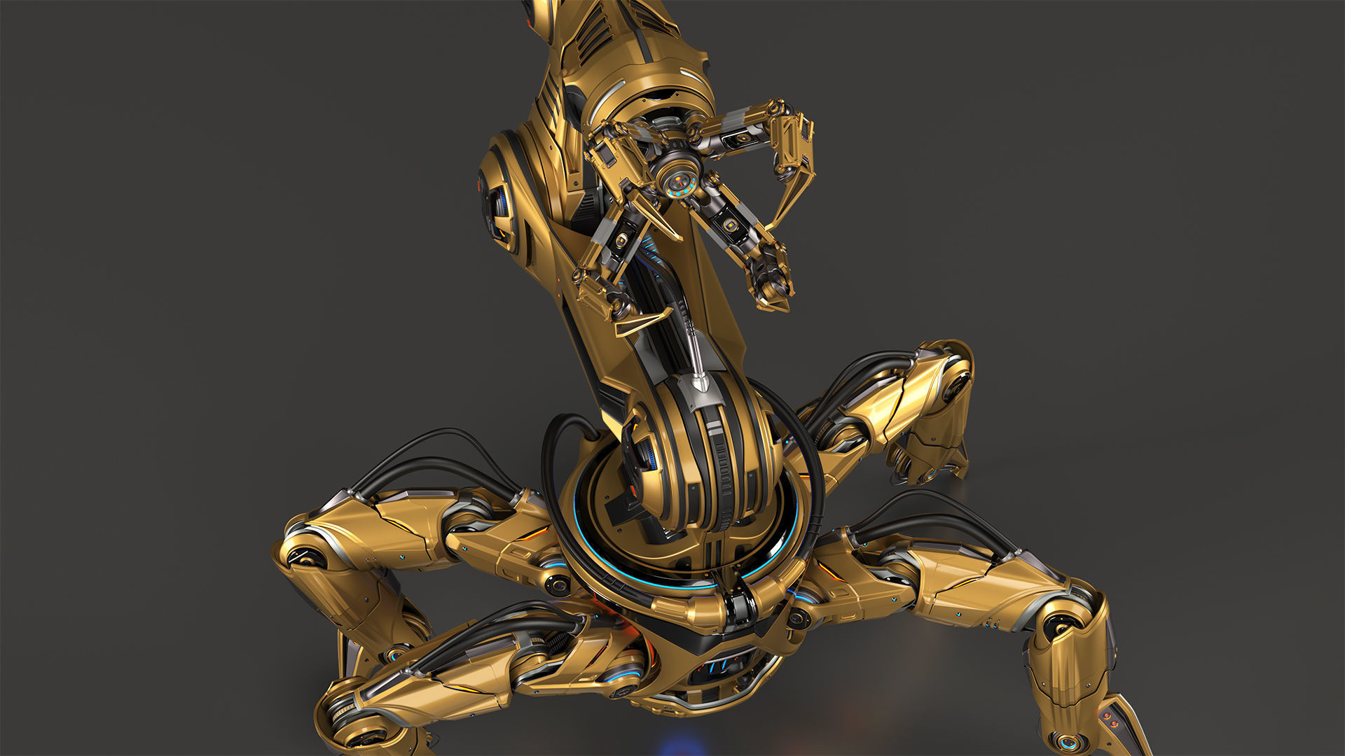 Sci-Fi Spider Robot Arm - Rigged 3D model_18
