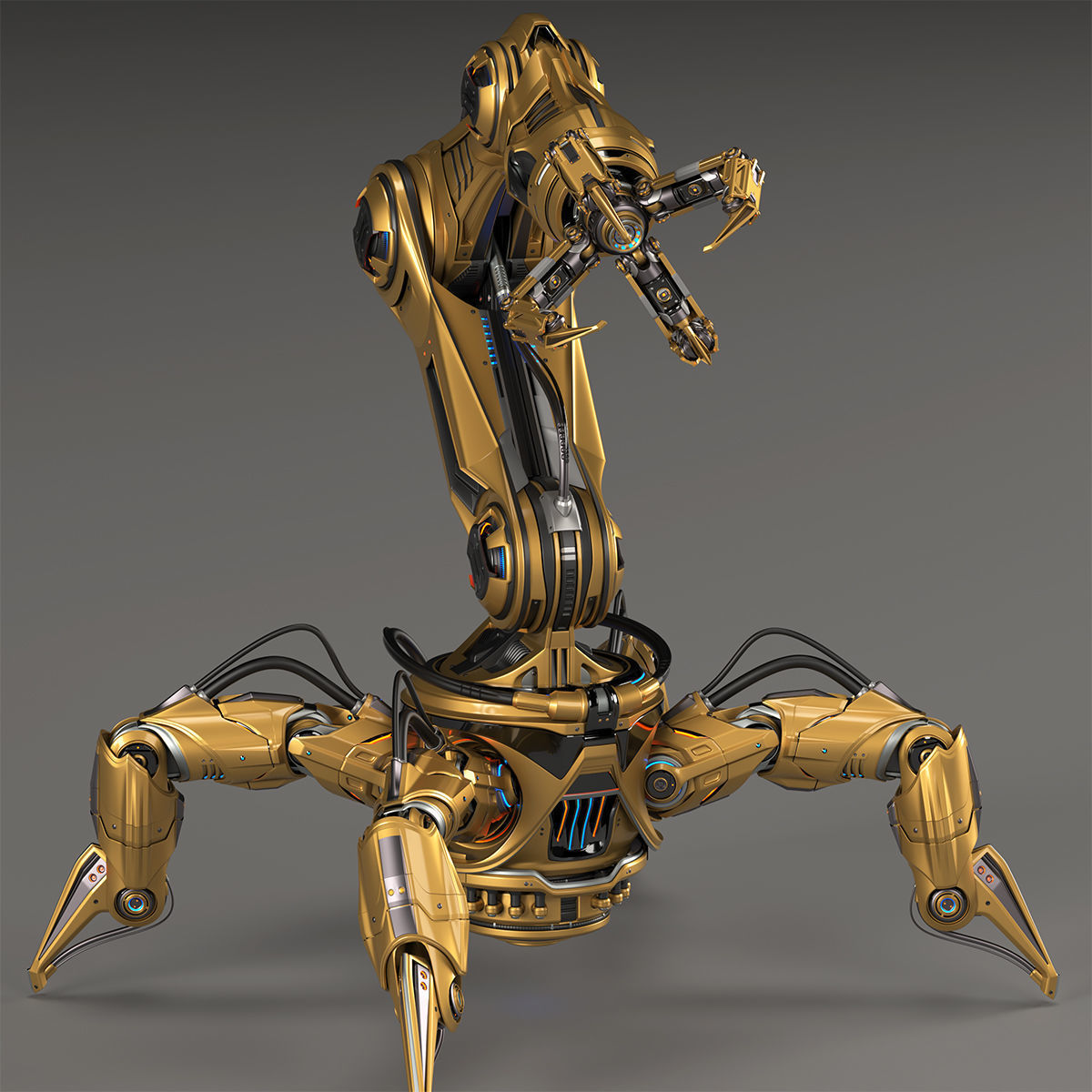 Sci-Fi Spider Robot Arm - Rigged 3D model_26