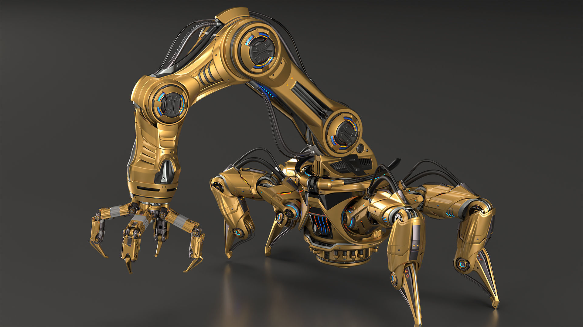 Sci-Fi Spider Robot Arm - Rigged 3D model_7