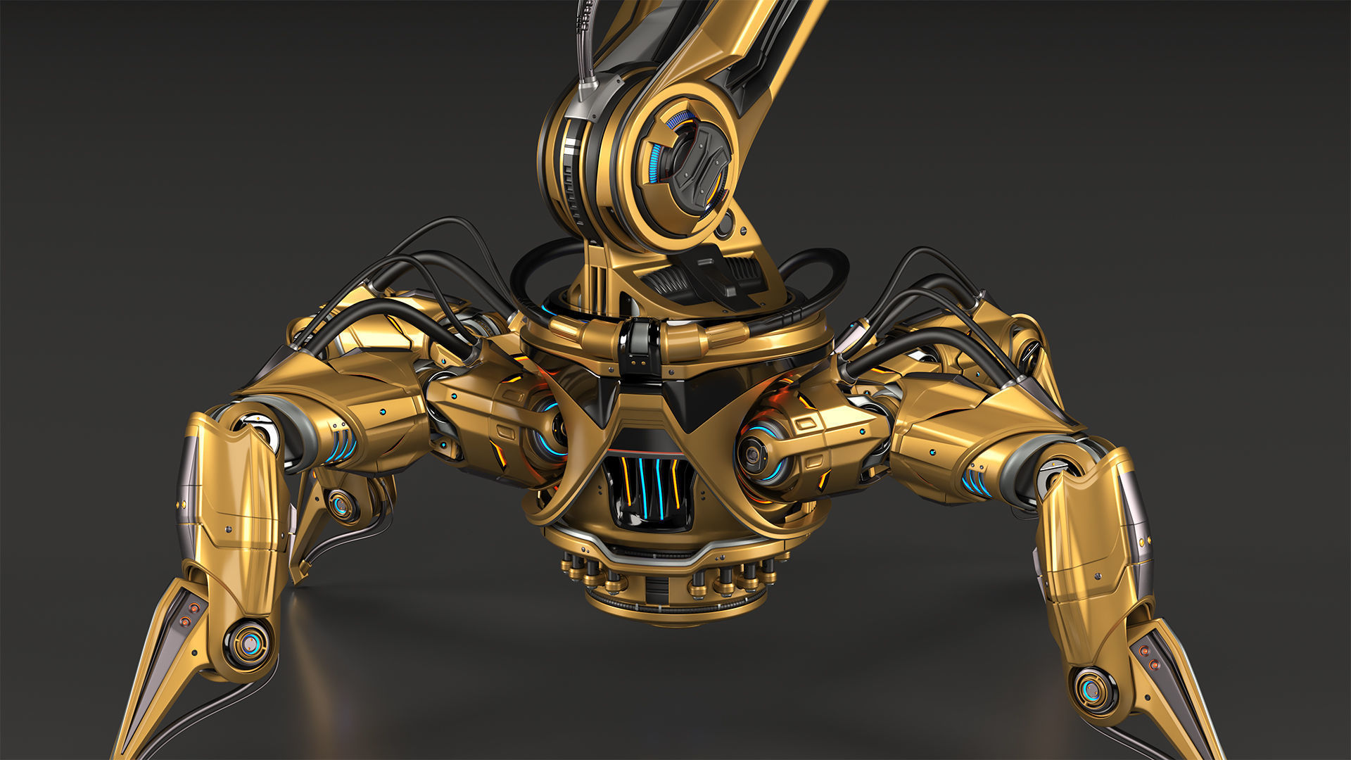 Sci-Fi Spider Robot Arm - Rigged 3D model_22