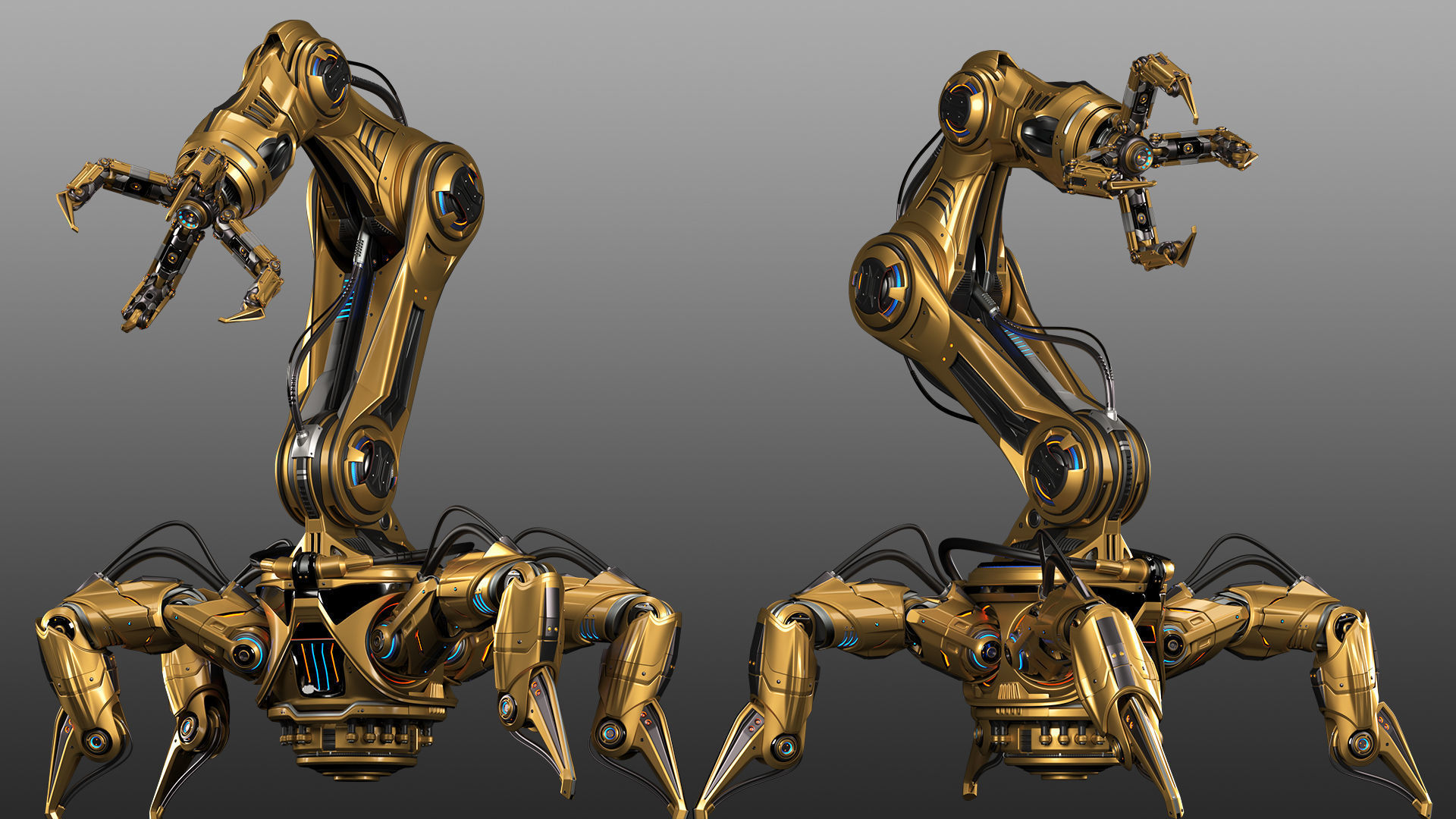 Sci-Fi Spider Robot Arm - Rigged 3D model_8