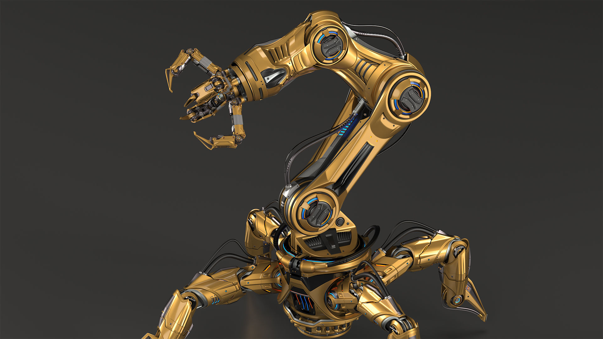 Sci-Fi Spider Robot Arm - Rigged 3D model_5