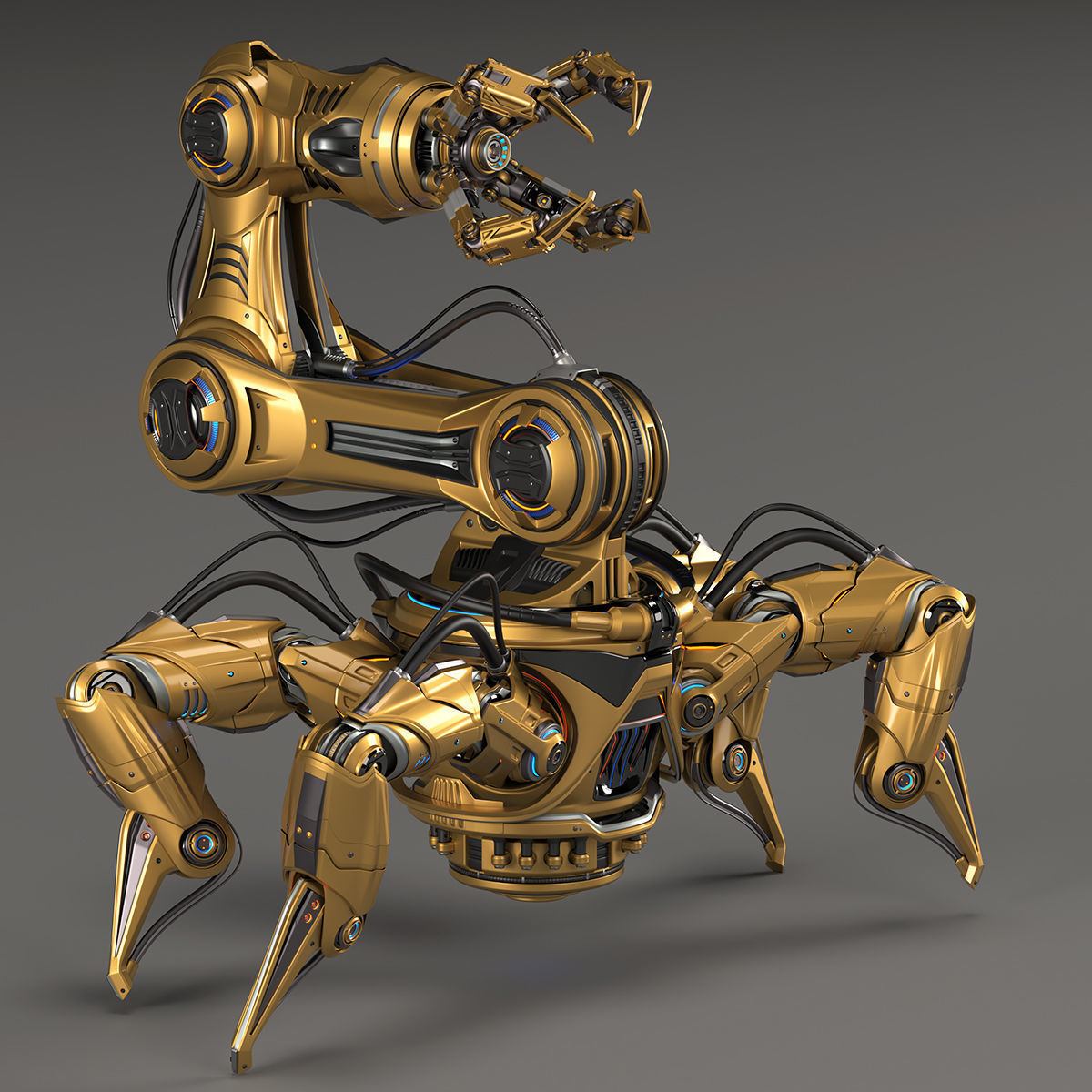 Sci-Fi Spider Robot Arm - Rigged 3D model_24