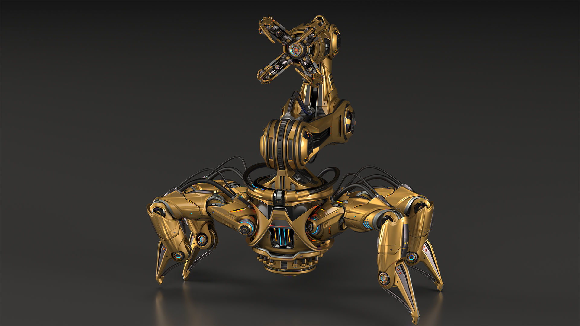 Sci-Fi Spider Robot Arm - Rigged 3D model_12