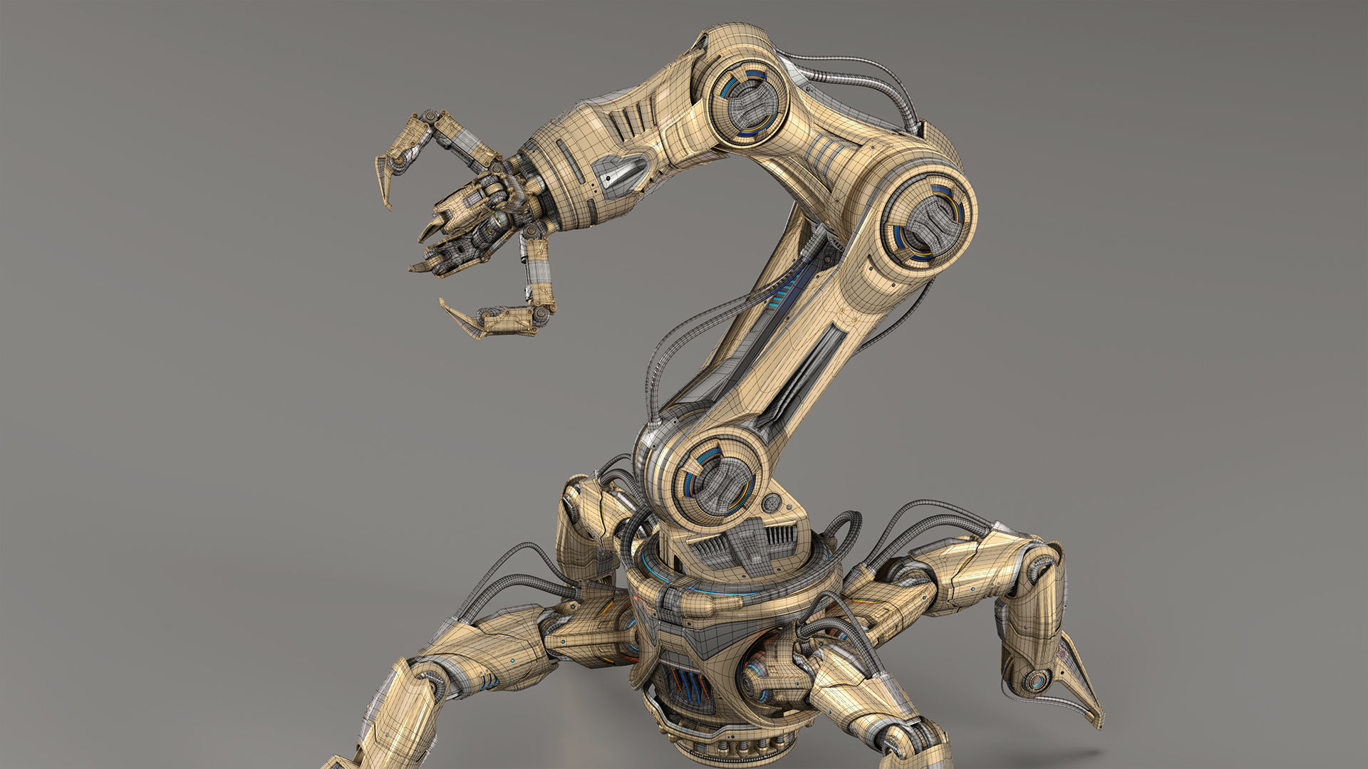 Sci-Fi Spider Robot Arm - Rigged 3D model_1