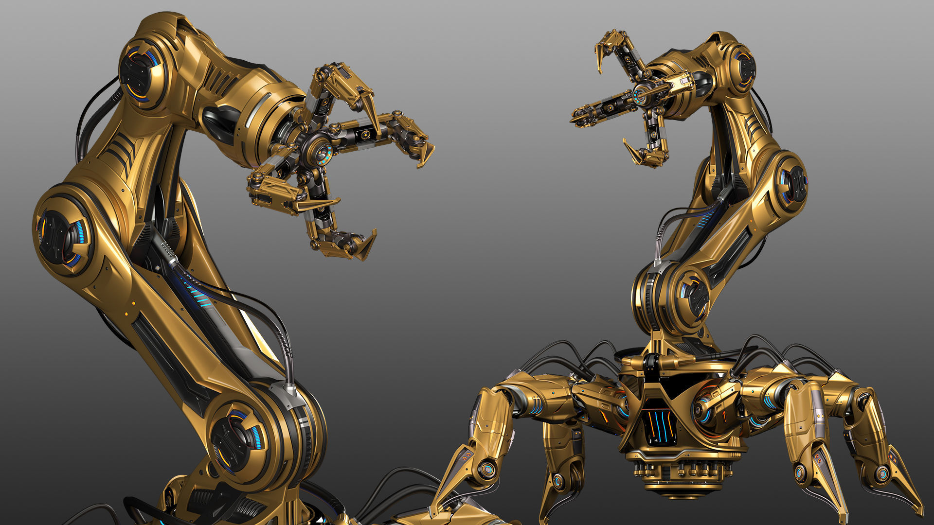 Sci-Fi Spider Robot Arm - Rigged 3D model_16