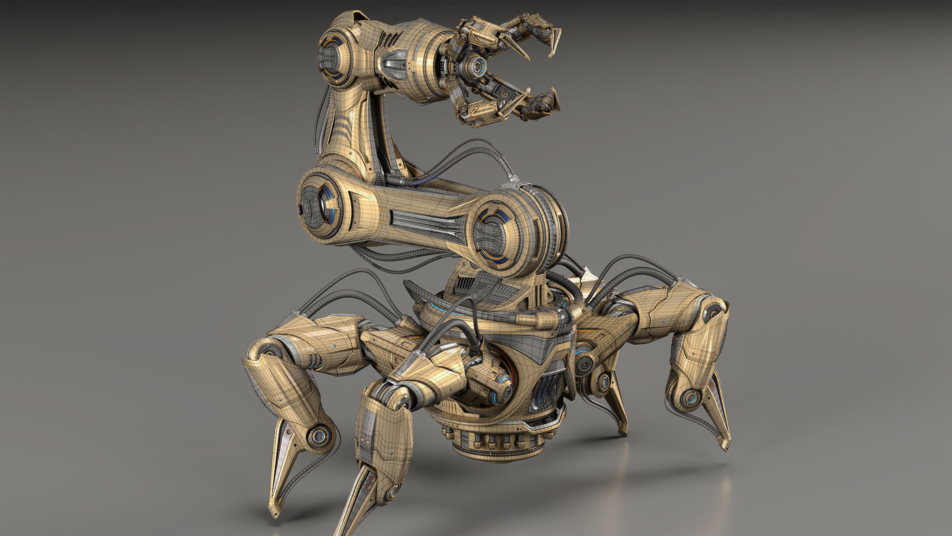 Sci-Fi Spider Robot Arm - Rigged 3D model_4