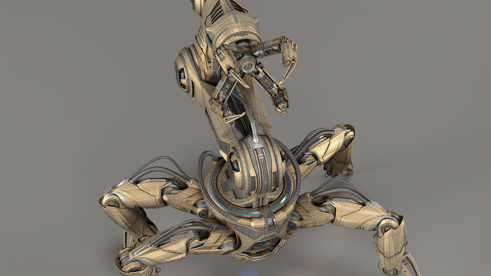 Sci-Fi Spider Robot Arm - Rigged 3D model_10