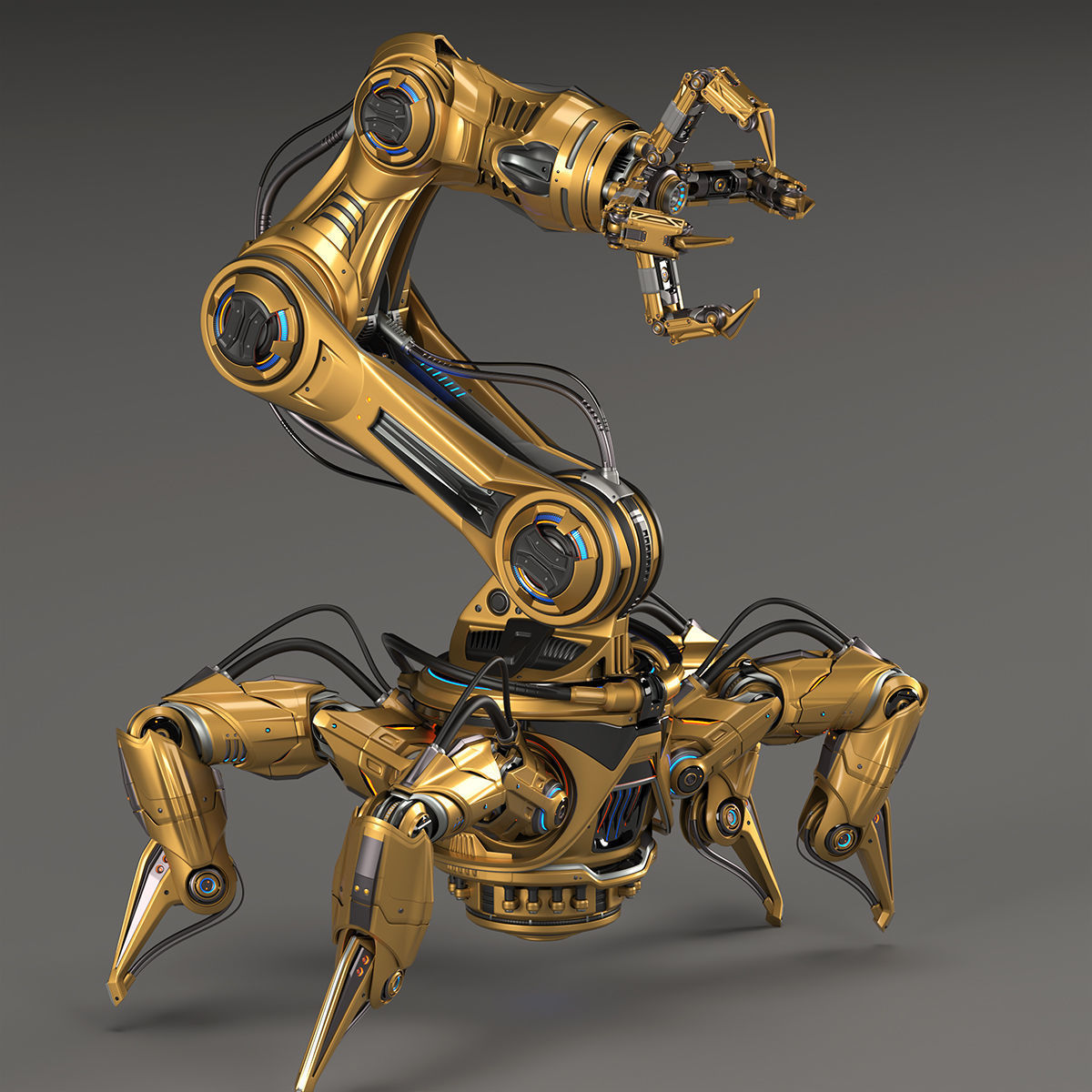 Sci-Fi Spider Robot Arm - Rigged 3D model_25