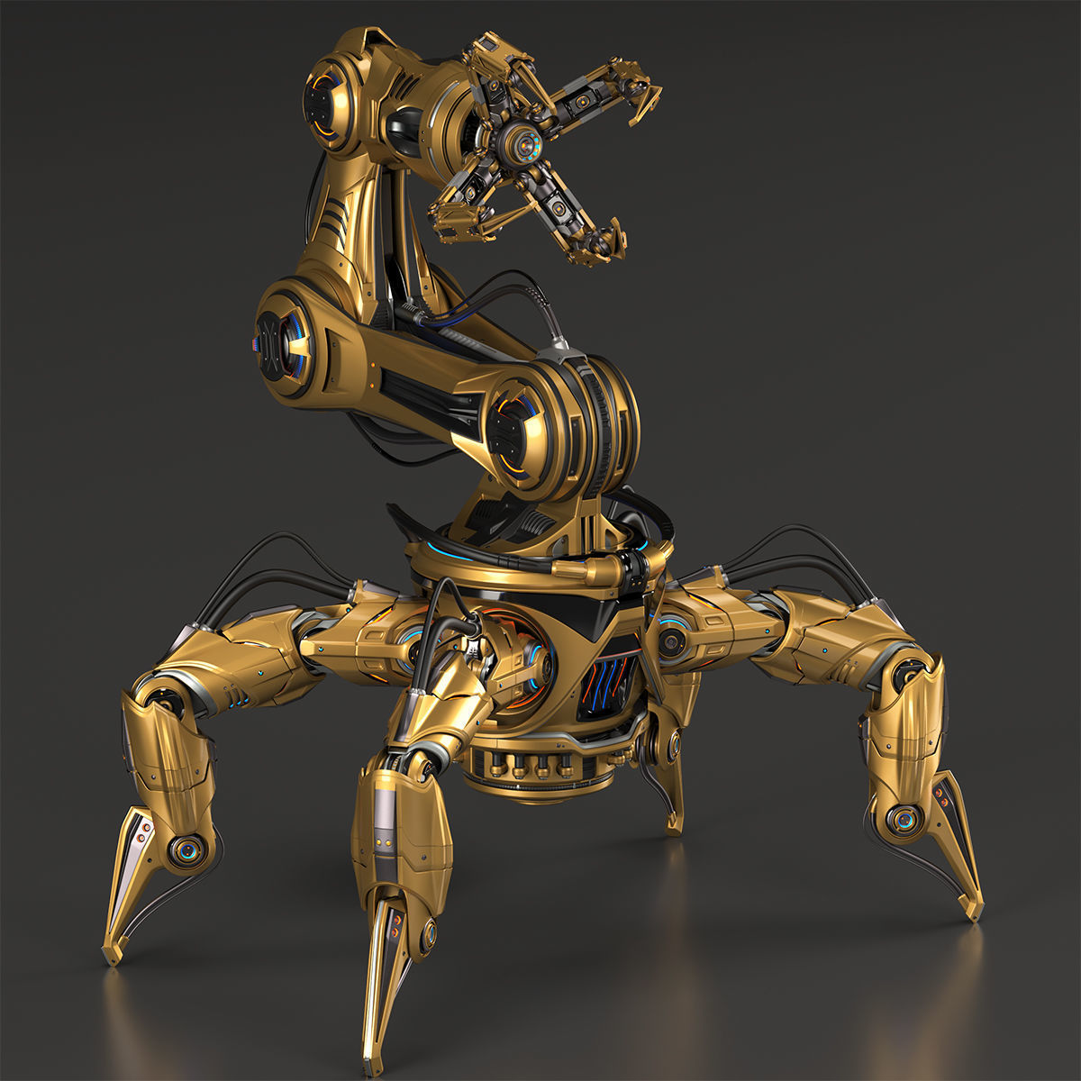 Sci-Fi Spider Robot Arm - Rigged 3D model_23