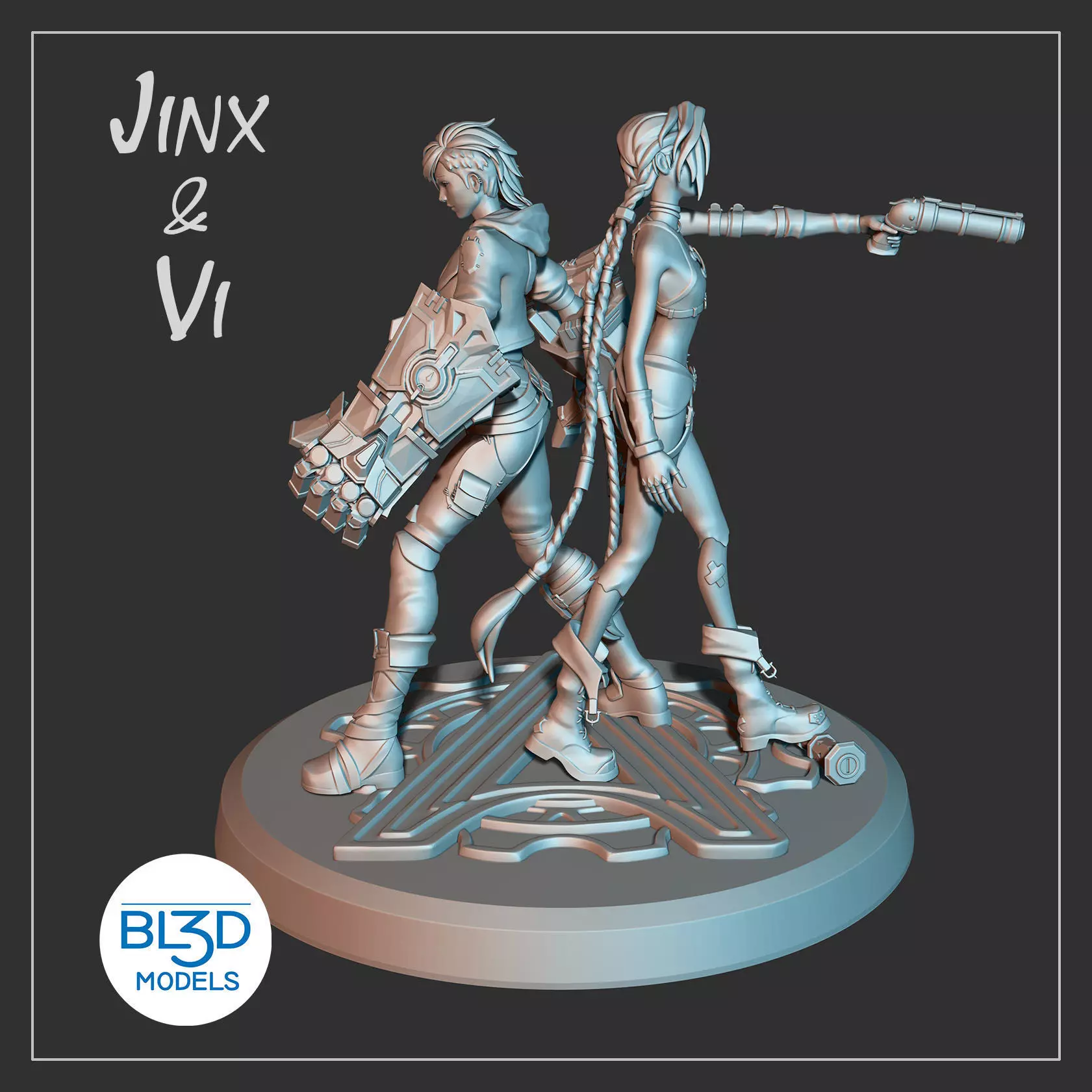 Jinx and VI - Arcane 3D print model_0