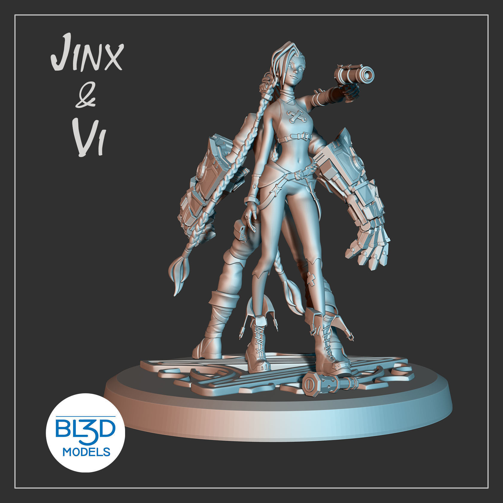 Jinx and VI - Arcane 3D print model_2