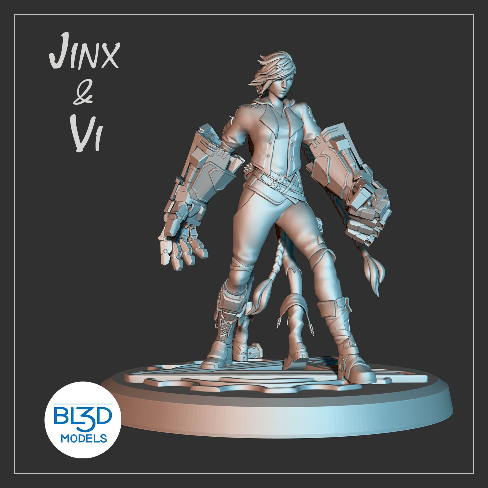 Jinx and VI - Arcane 3D print model_1