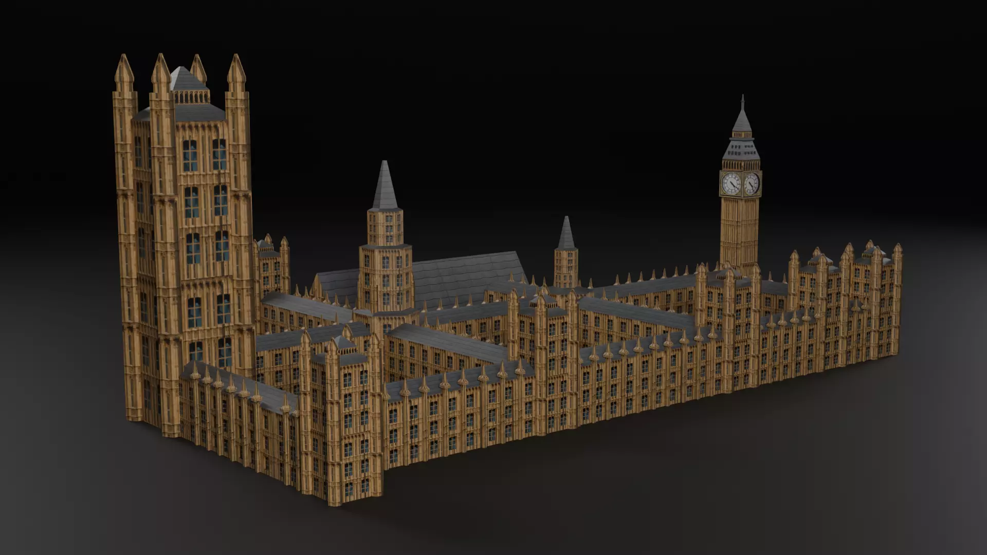 Low Poly London Big Ben Low-poly 3D model_0