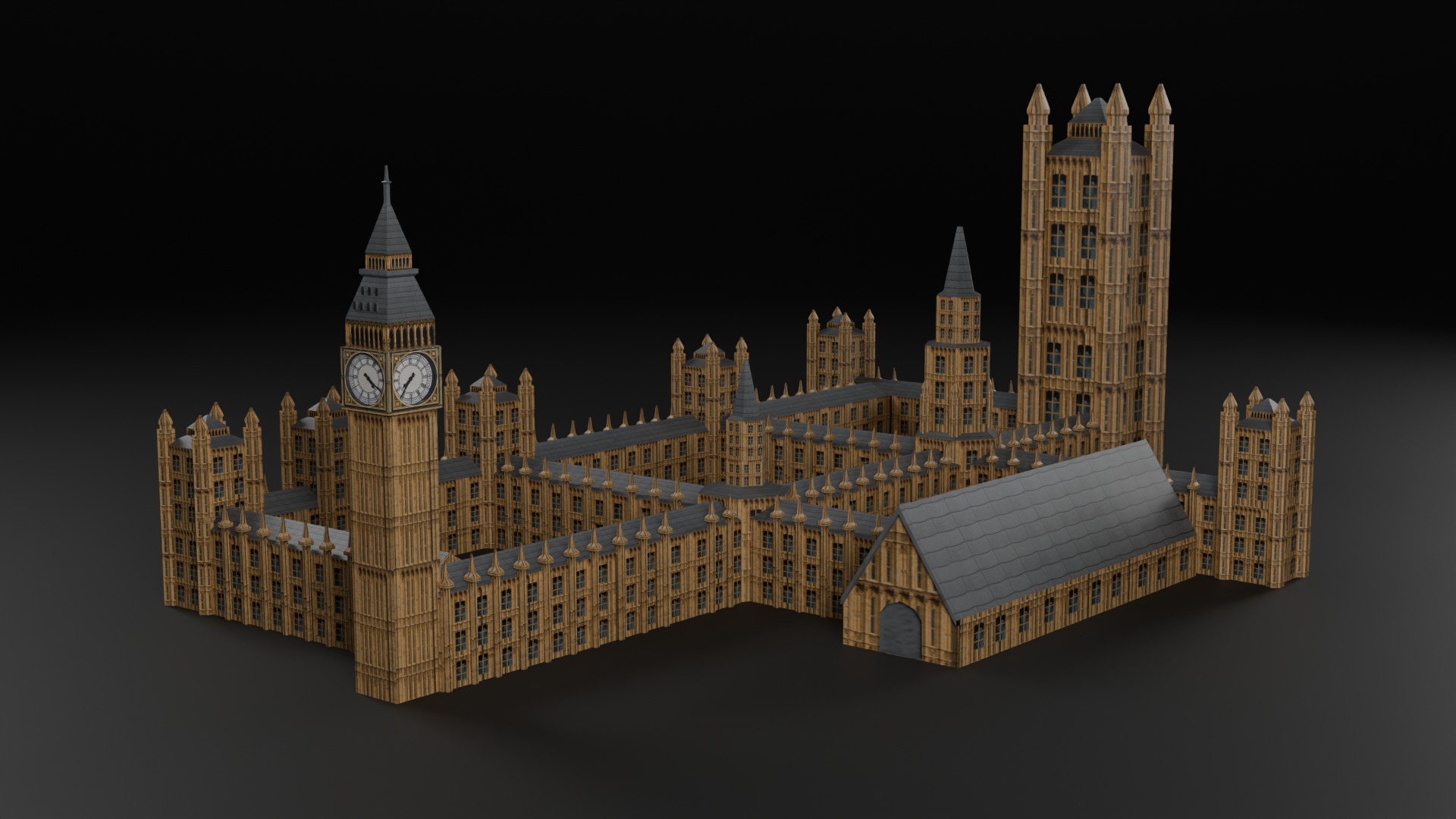 Low Poly London Big Ben Low-poly 3D model_5