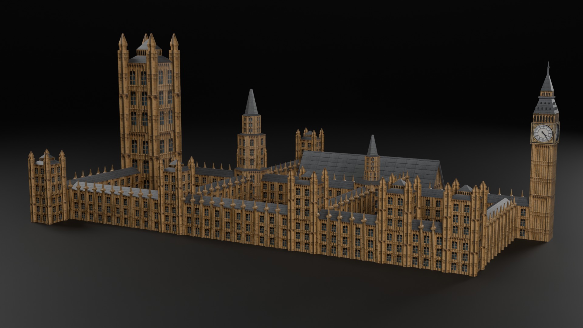 Low Poly London Big Ben Low-poly 3D model_1
