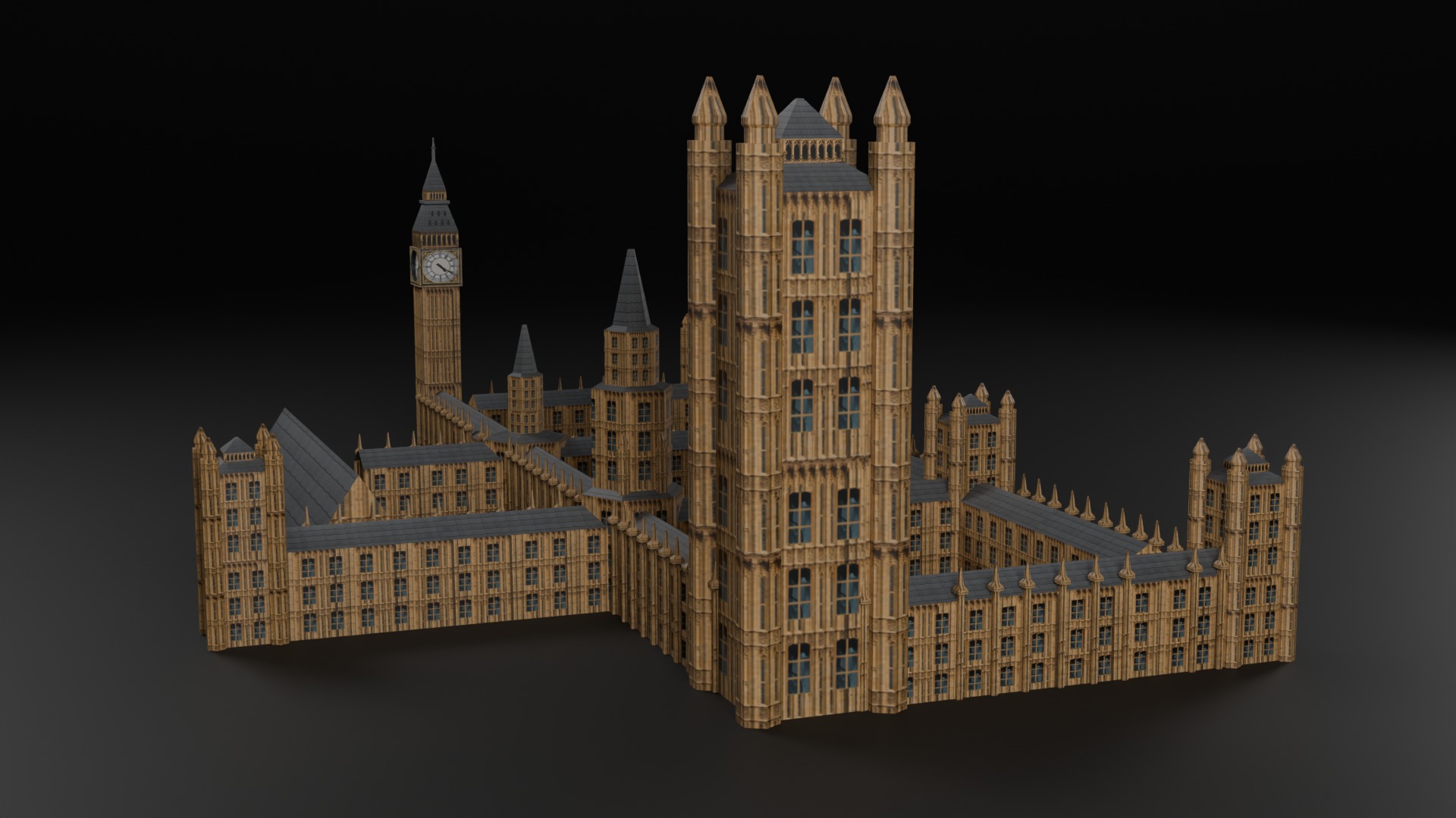 Low Poly London Big Ben Low-poly 3D model_4