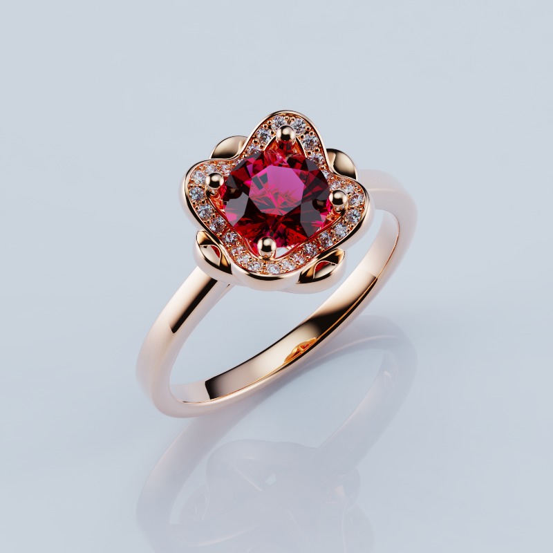 Ring Flower 17mm 3D print model_4