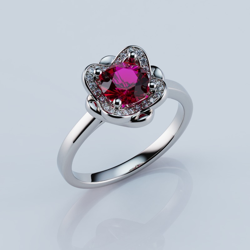 Ring Flower 17mm 3D print model_1