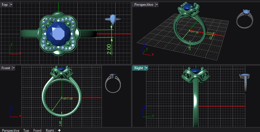 Ring Flower 17mm 3D print model_8