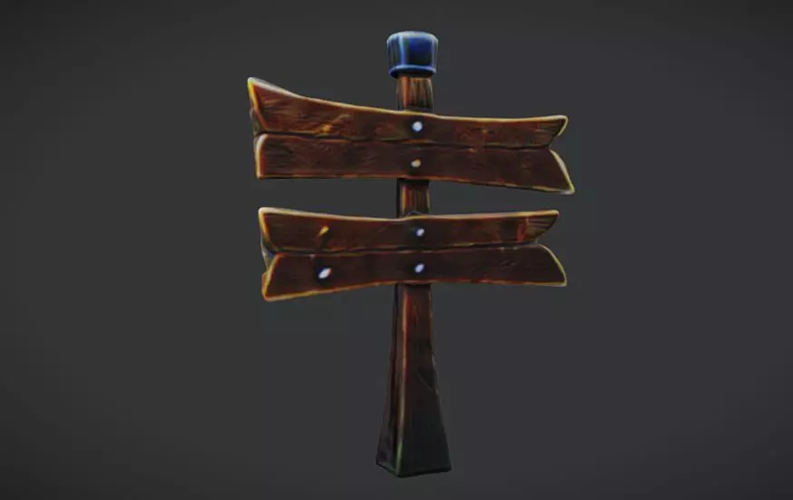 Wooden Signpost Game Ready 3D Model 3D model_0