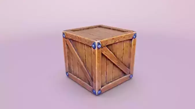 Stylized Wooden Crate  3D Game Ready Model