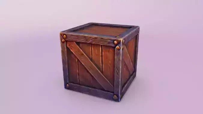 Stylized Wooden Crate 3D Game Ready Model