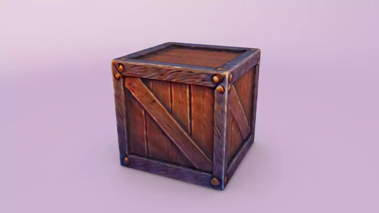Stylized Wooden Crate 3D Game Ready Model 3D model_0