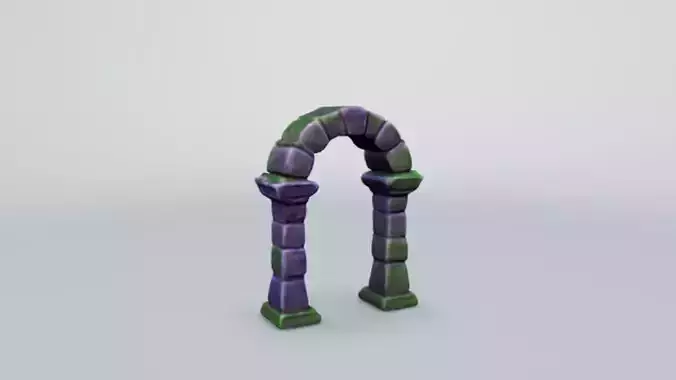 stylized low poly ancient stone arch 