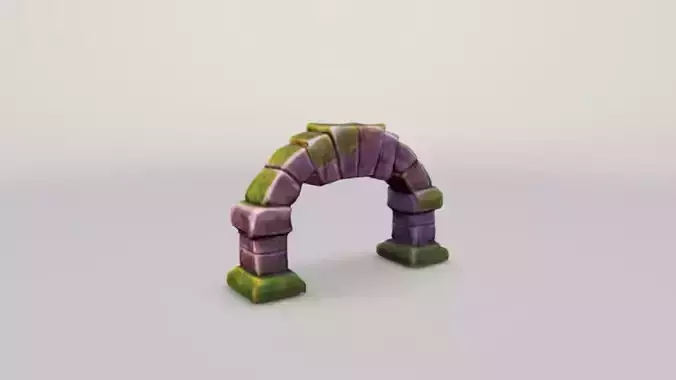 stylized low poly ancient stone arch