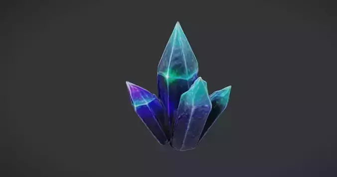 Mystic Crystal Formation 3D Game Ready Model