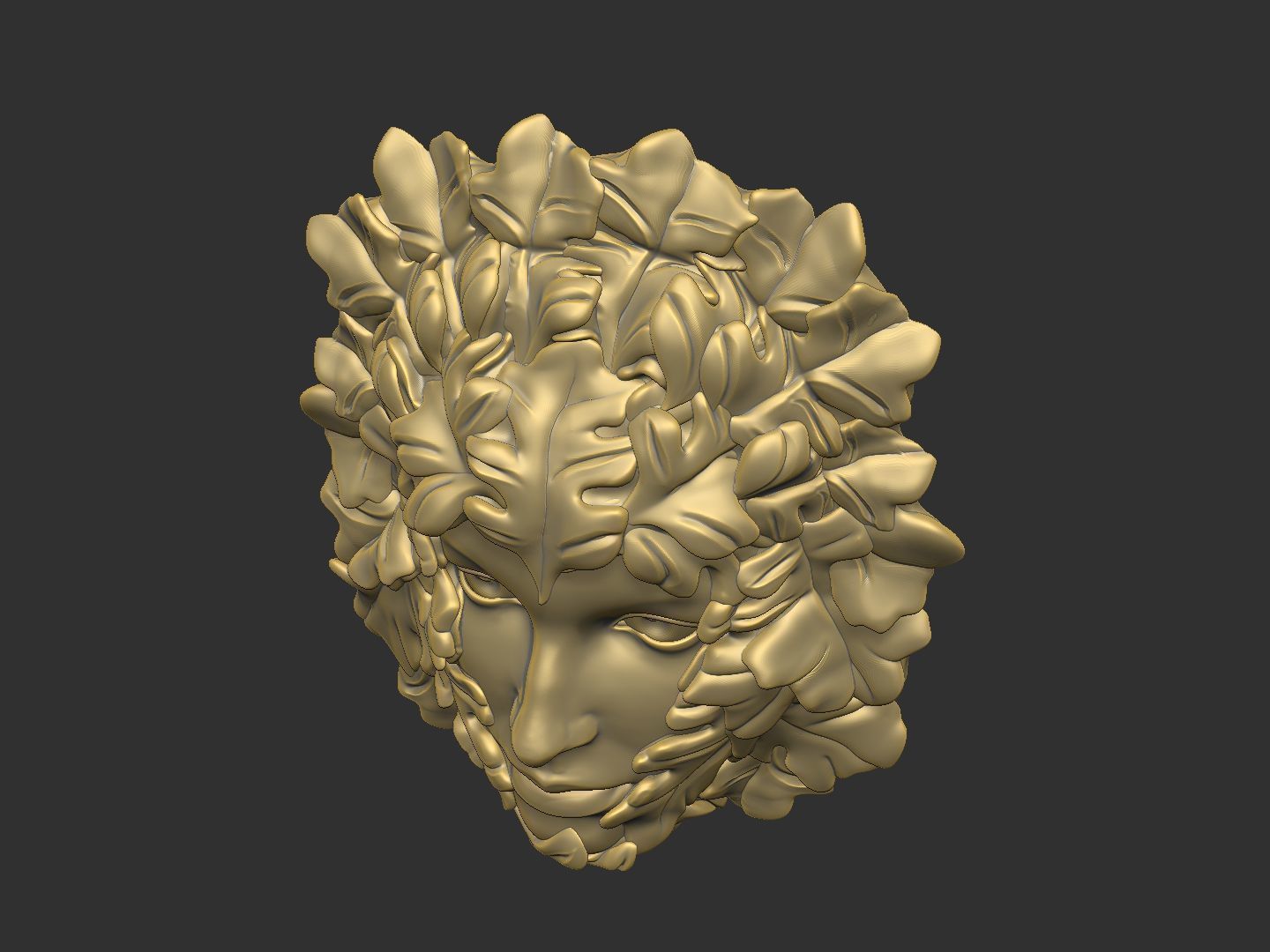 The girl face with leave 3D print model_4