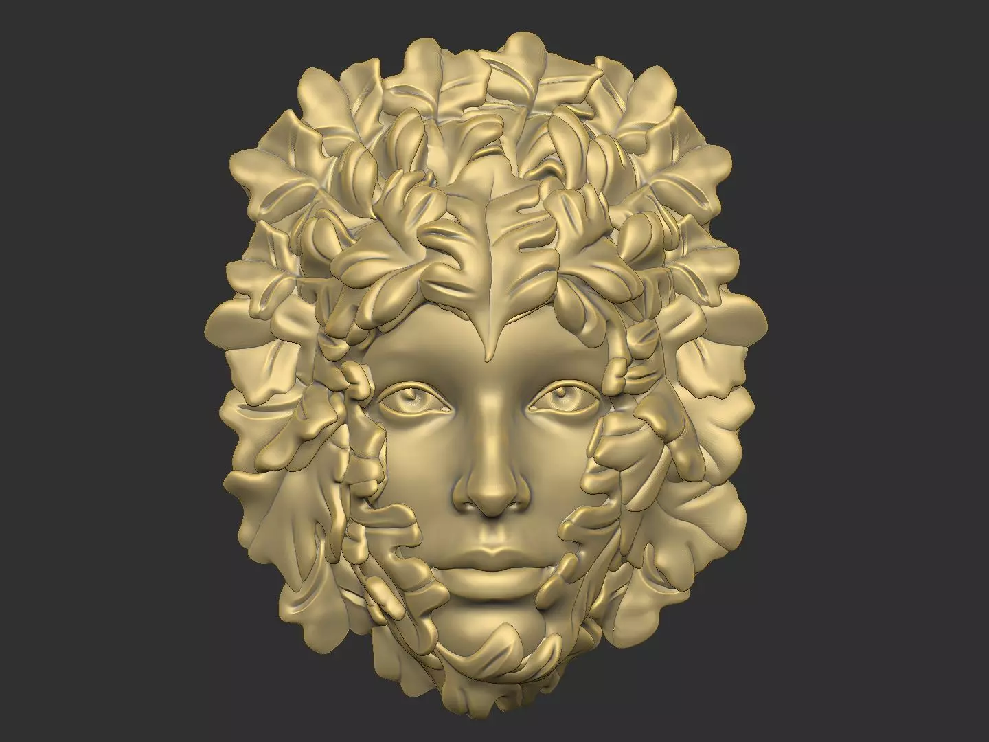 The girl face with leave 3D print model_0