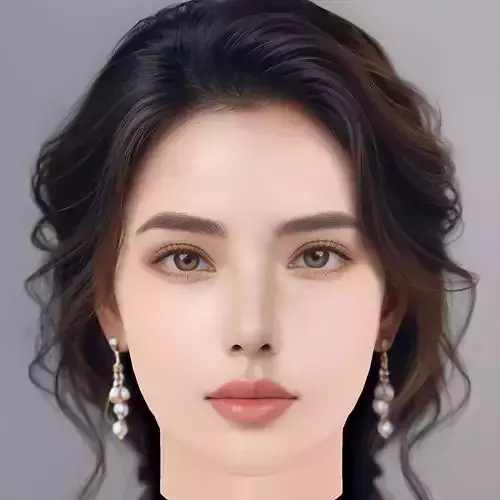 Beautiful Girl Head 01 - No Hair - Low poly head for game