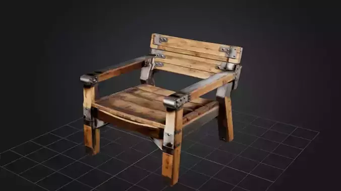 Wooden Old Chair  3D Game Ready Model