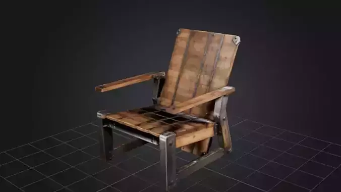 Wooden Old Chair 3D Game Ready Model