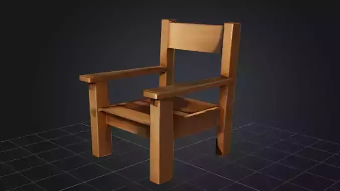 Wooden Low poly chair 