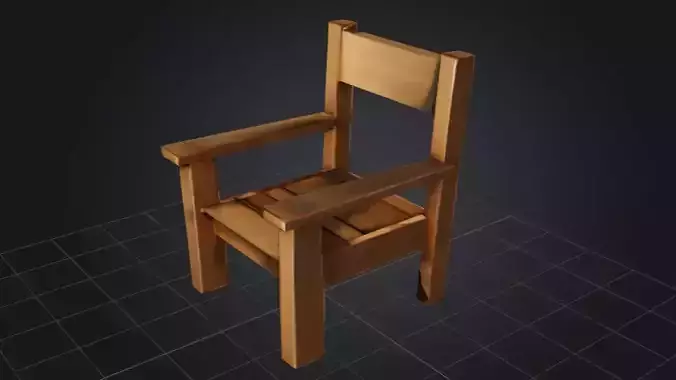 Wooden Low poly chair 
