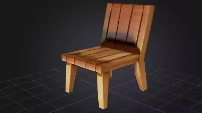 Wooden Low poly chair 