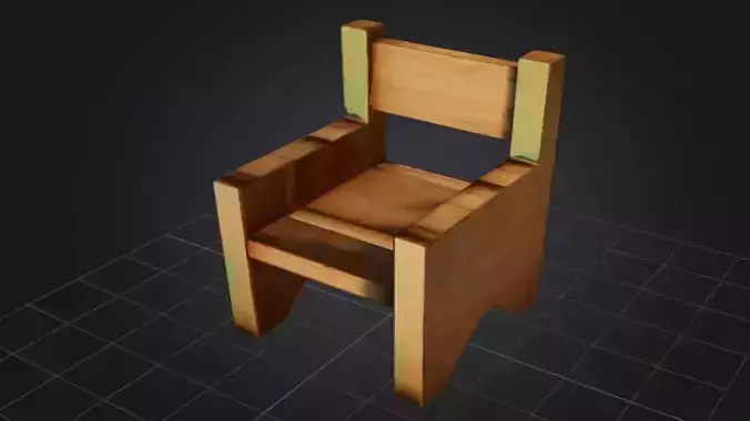 Wooden Low poly chair 