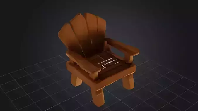 Wooden chair Game Ready 3D Model