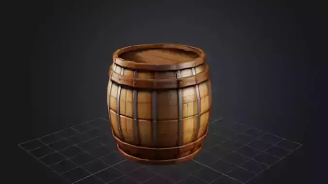 Wooden Barrel  3D Game Ready Model
