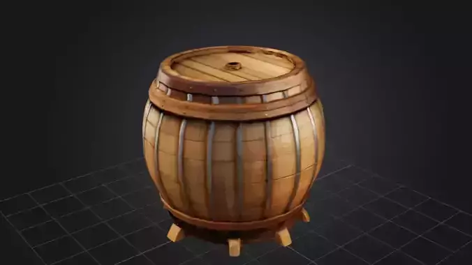 Wooden Barrel  3D Game Ready Model
