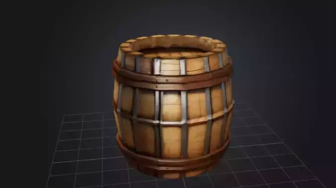 Wooden Barrel  3D Game Ready Model