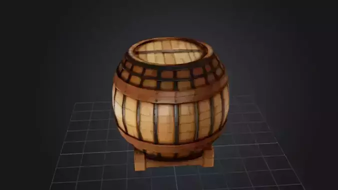 Wooden Barrel  3D Game Ready Model
